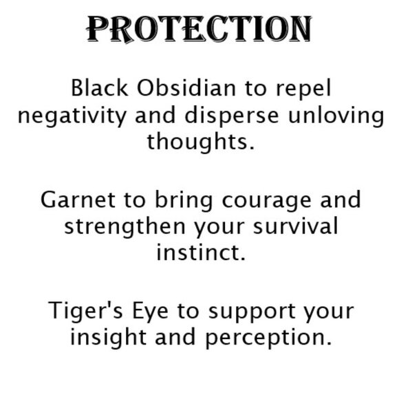 Black Obsidian, Garnet, Tigers Eye & Pentacle Charm Gemstone PROTECTION Bracelet - Picture 4 of 4